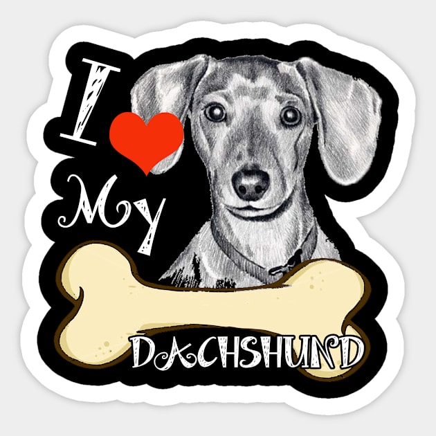 Dachshund T-Shirt - I Love My Dachshund Sticker by LiFilimon